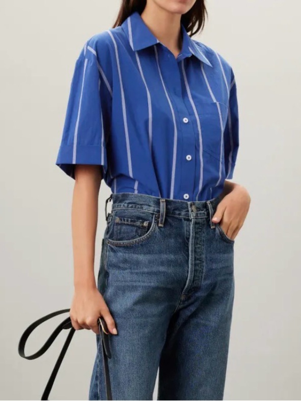 Super cute Sz XL Madewell Oversized Boxy Button-Up Shirt Signature Poplin blue